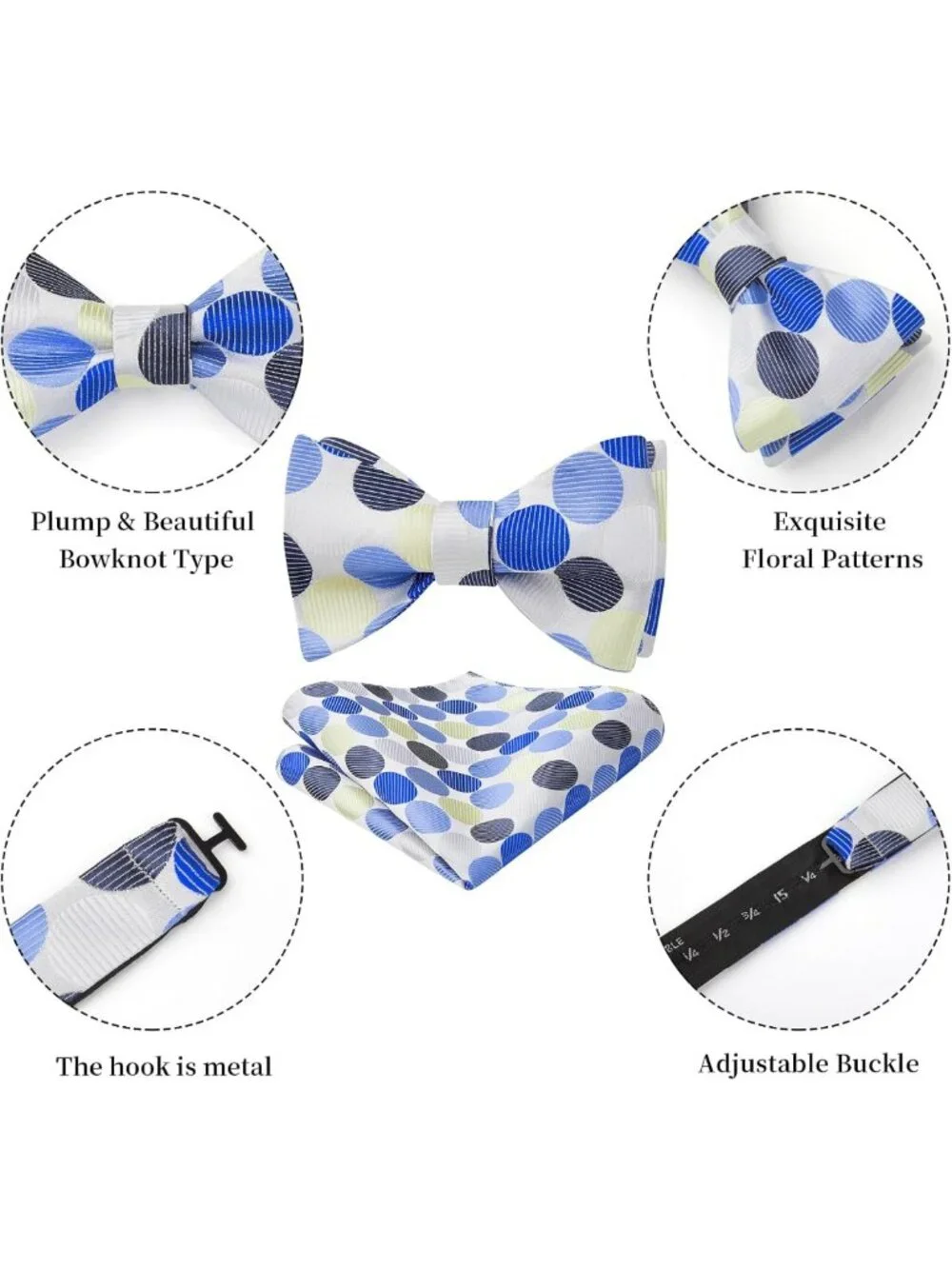 Classic Polka Dot Self-Tie Bow Tie & Pocket Square Set for Weddings & Business